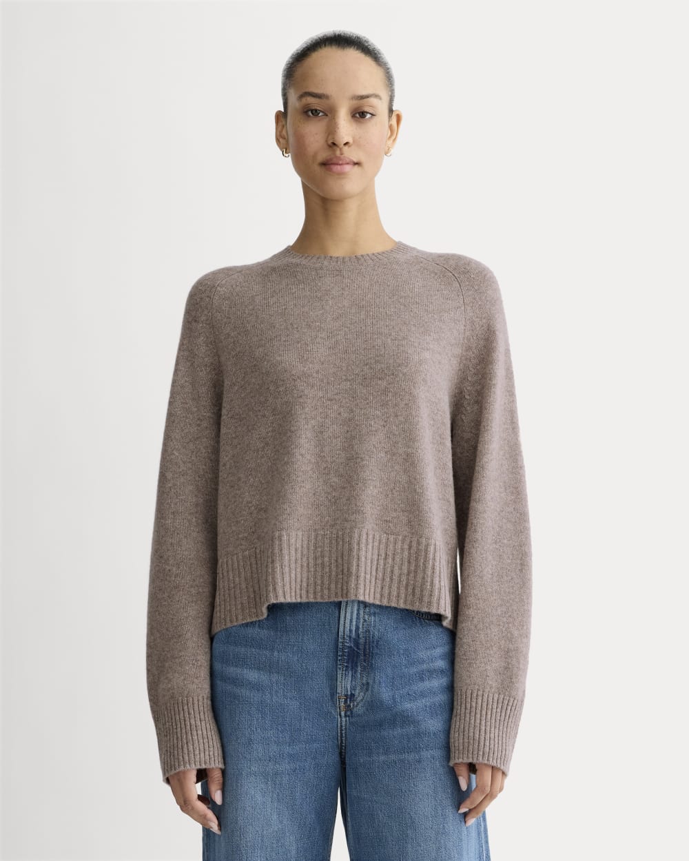 The Boxy Crew in Cashmere | Light Heathered Taupe – Everlane