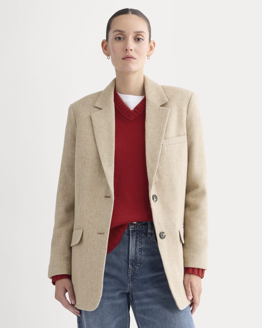 womens-oversized-blazer-taupe-herringbone | primary