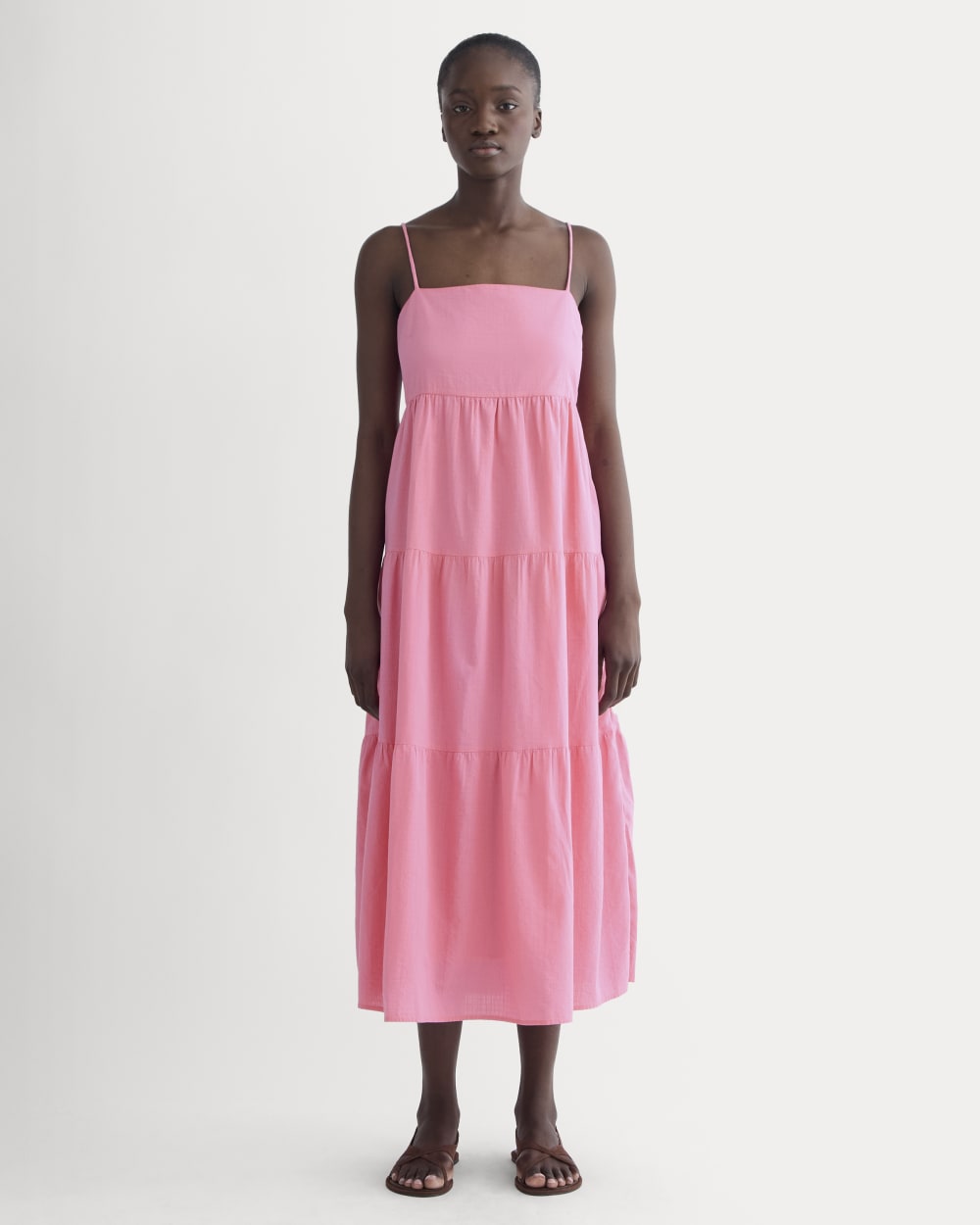 The Gauze Tiered Dress | Deep Pink – Everlane