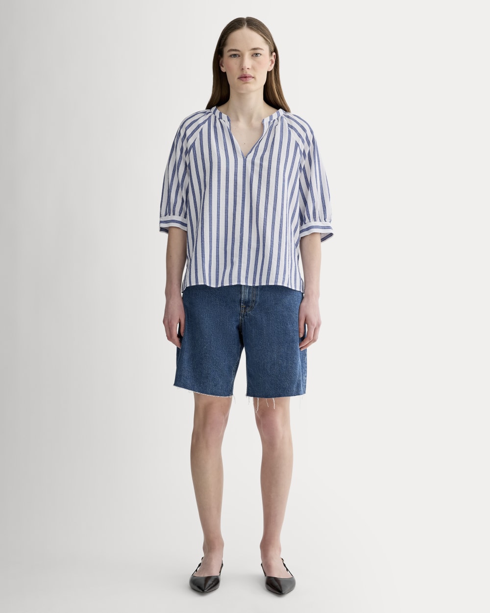 womens-gauze-gathered-top-white-mazarine-blue