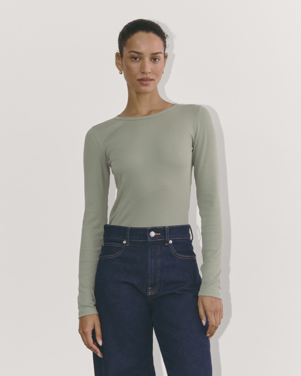 The Luxe Rib Long-Sleeve Crew | Sage Green – Everlane