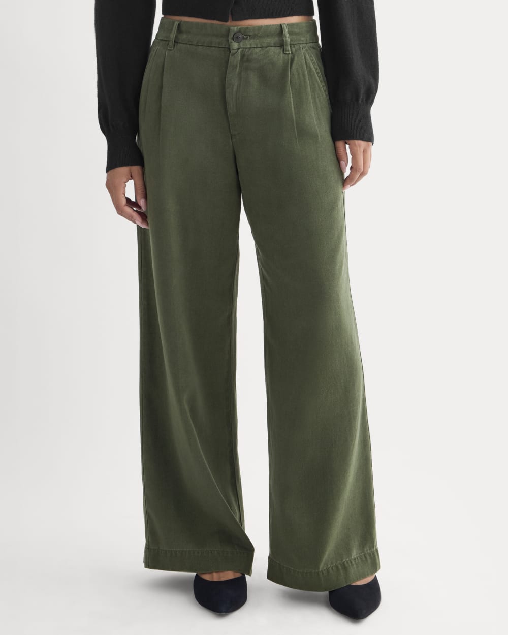 womens-tencel-twill-pleated-chino-dark-forest