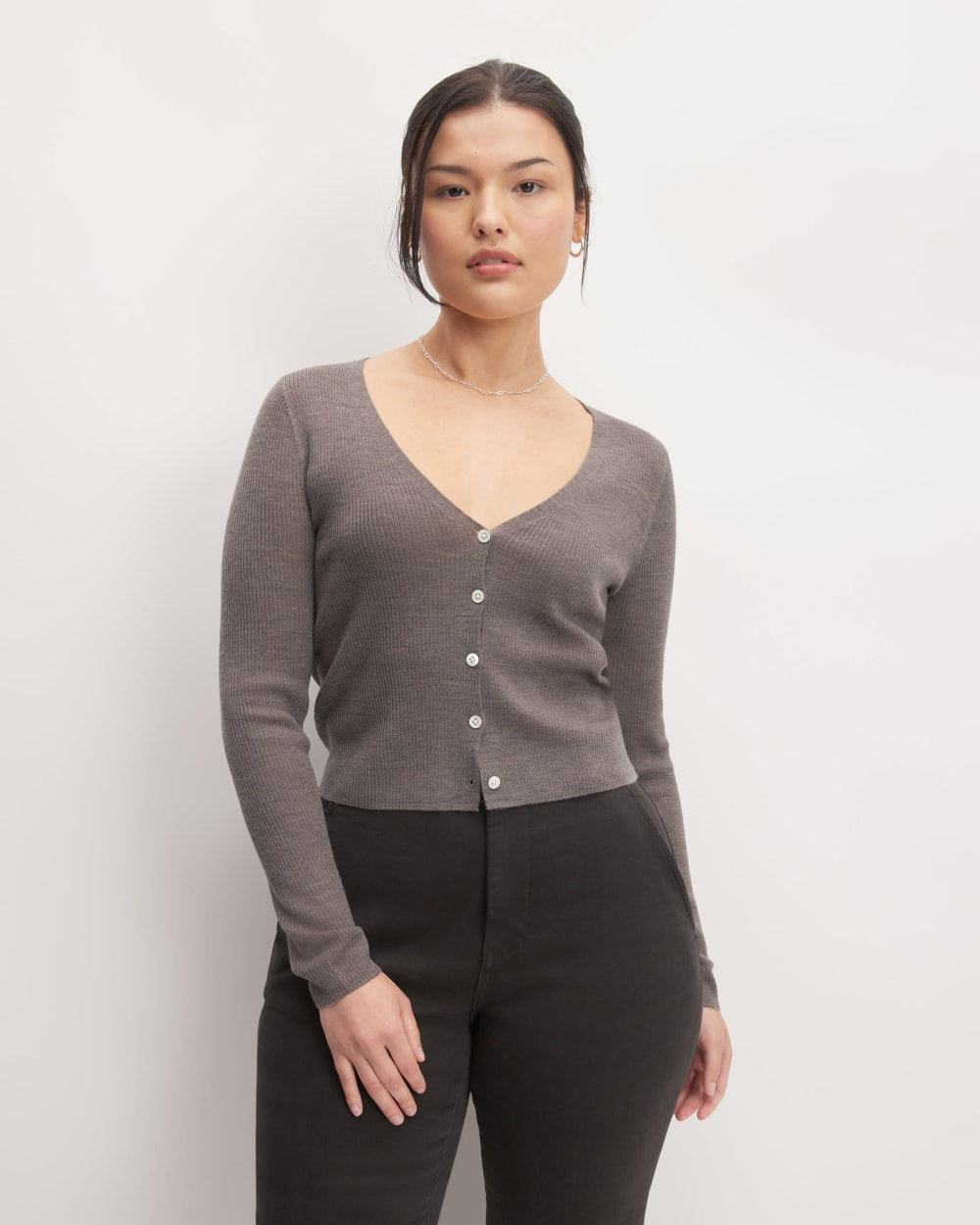 The Cardigan in Ultrasoft Merino | Heather Cocoa – Everlane