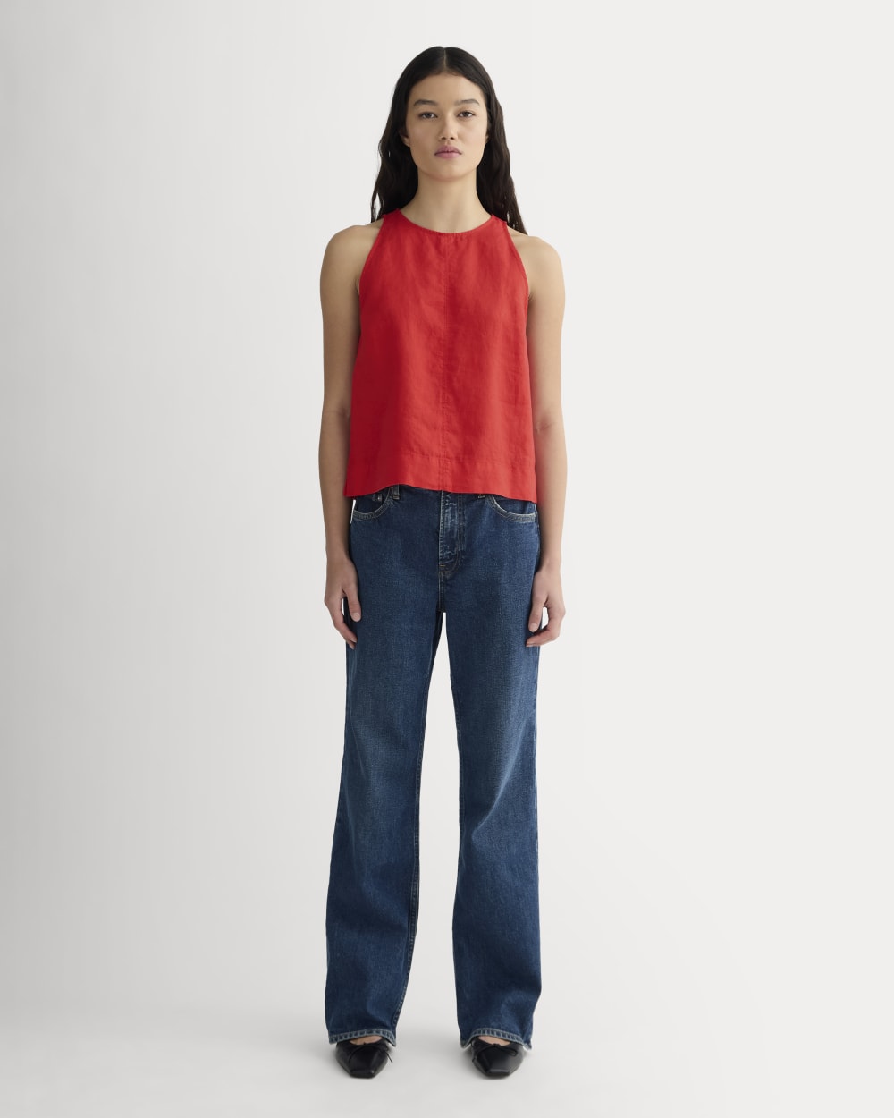 womens-linen-high-neck-tank-classic-red