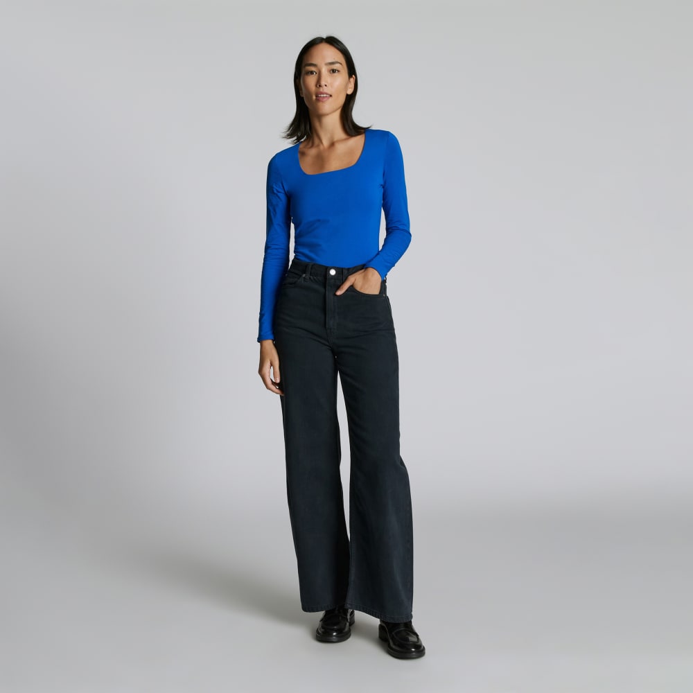 womens-long-sleeve-square-bodysuit-lapis-bikini-blue | primary