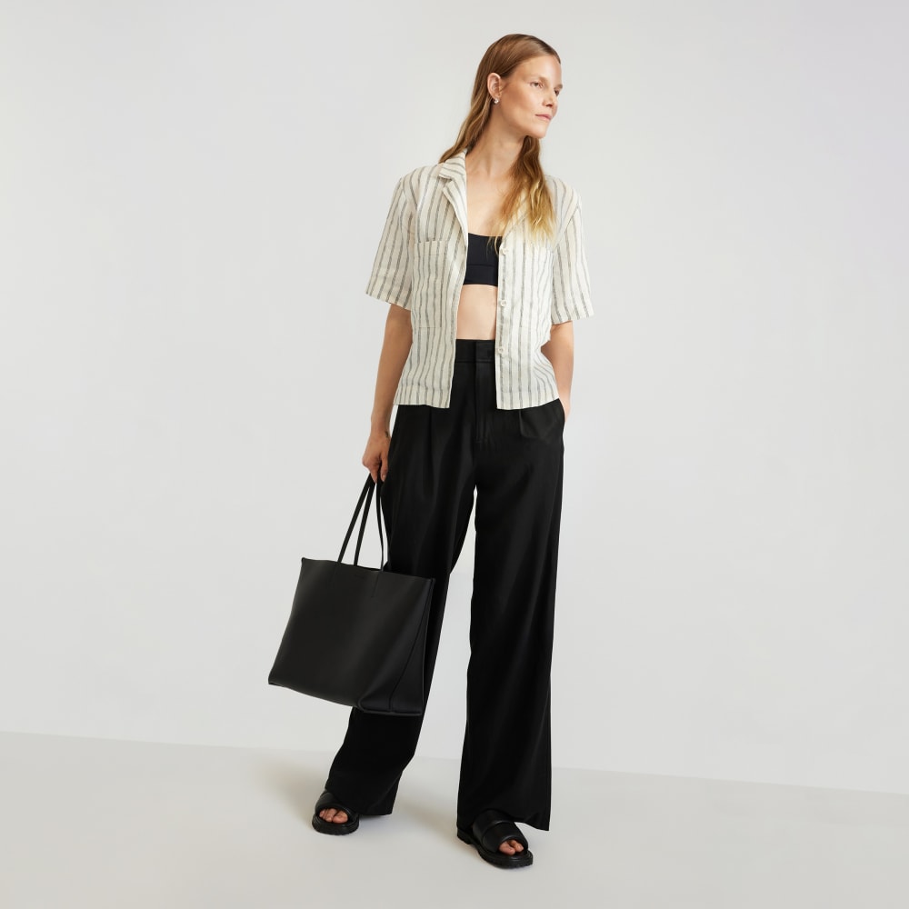 womens-linen-workwear-shirt-black-canvas-tan