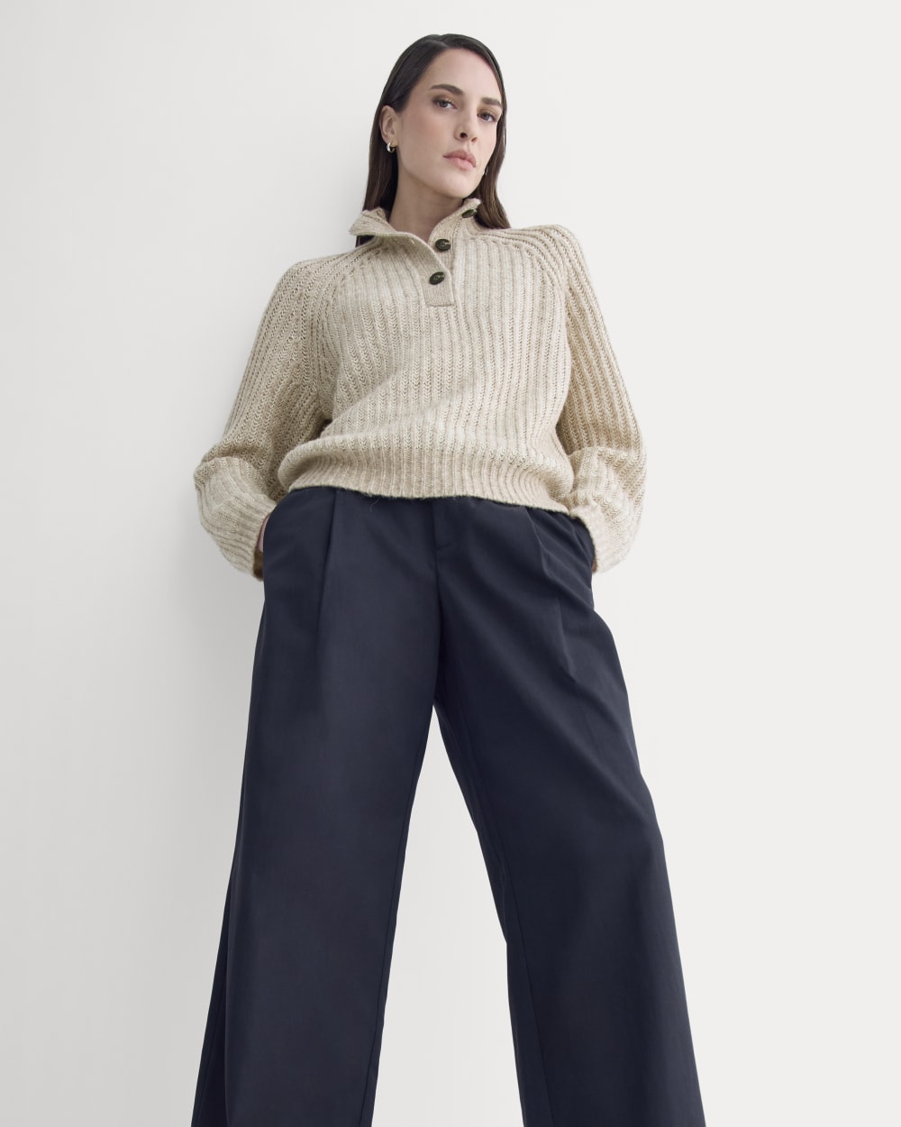 womens-mixed-ribbed-henley-sweater-heathered-almond-bone-stripe