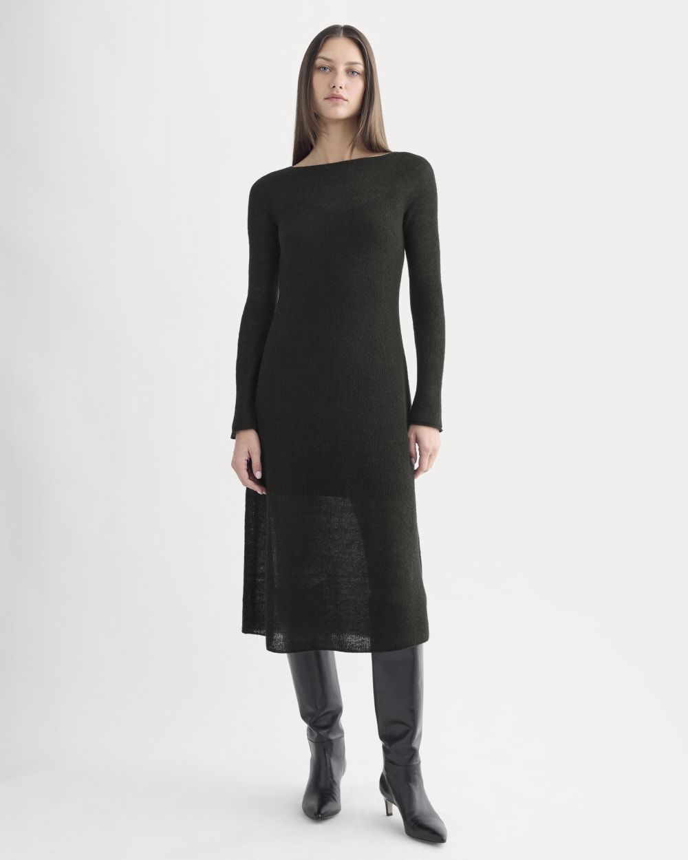 Everlane Air Alpaca Sweater Dress In Black, Size Small, Nylon Everlane Air Alpaca Sweater Dress In Black, Size Small, Nylon