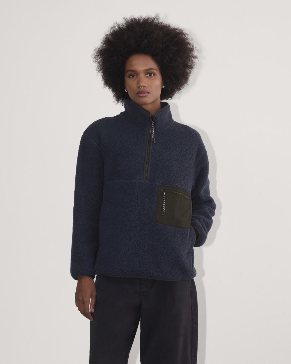 The ReNew Fleece Oversized Half-Zip | Navy – Everlane