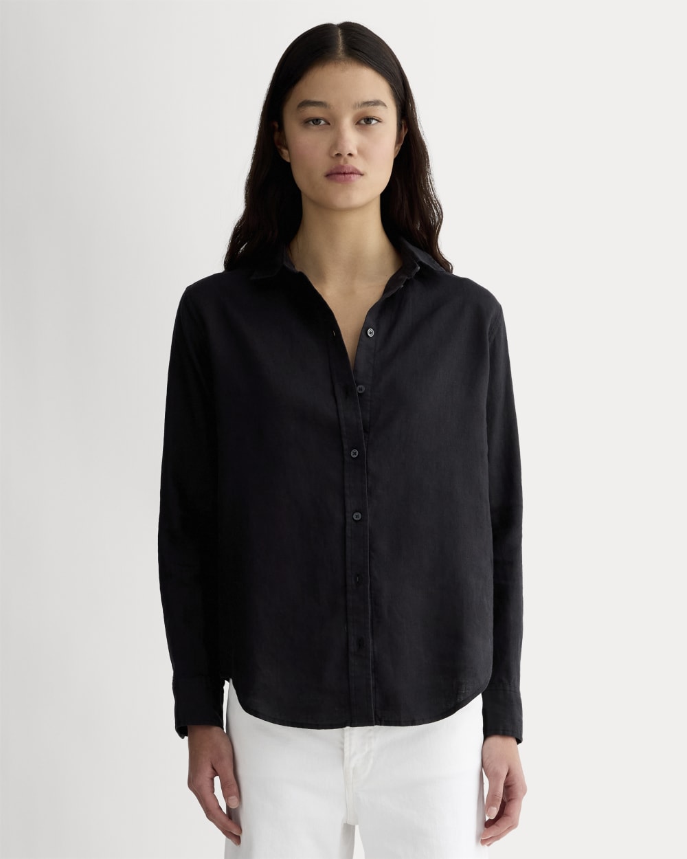 womens-relaxed-linen-shirt-black | primary
