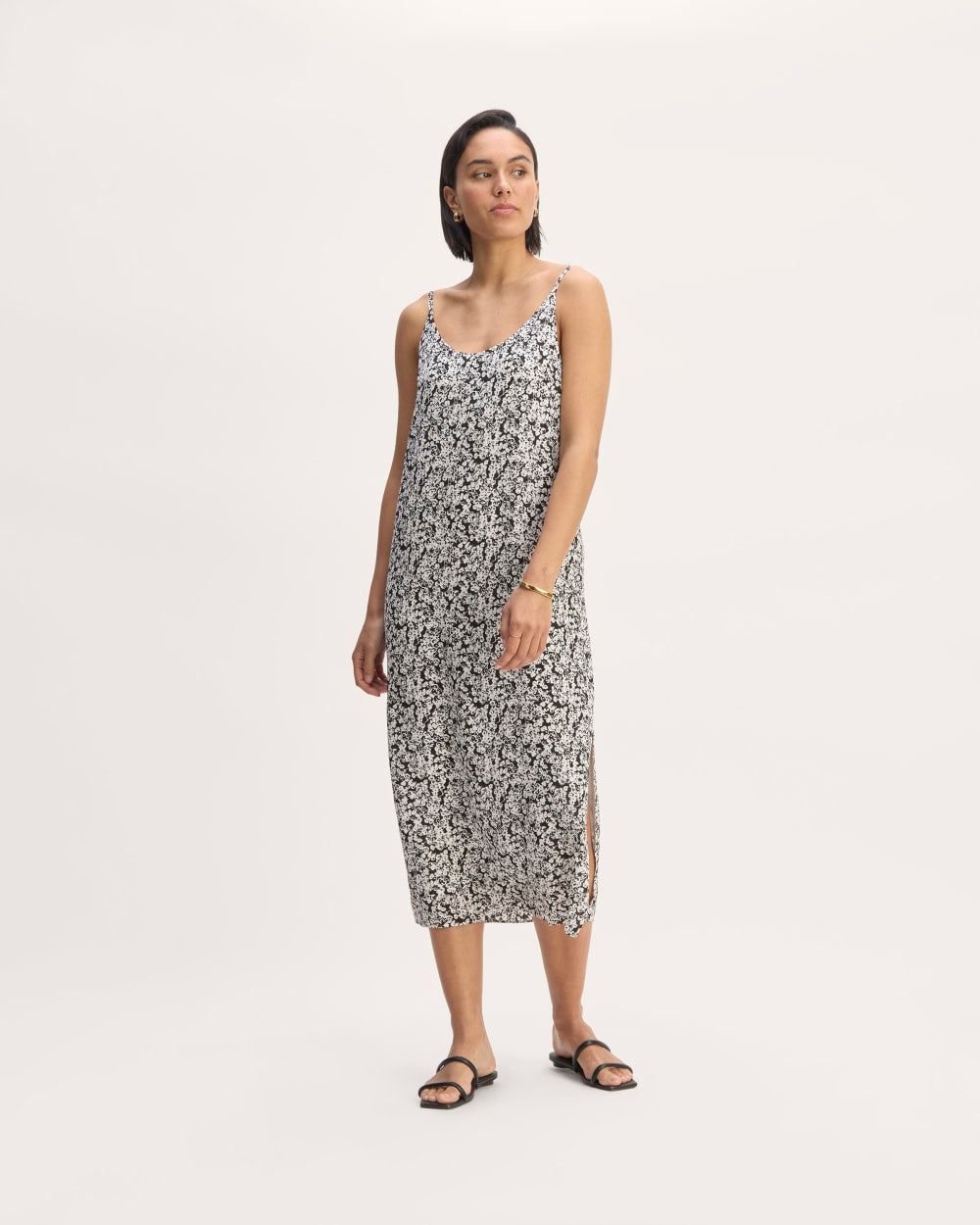 The Summer Slip Dress | Black / Bone Mini Floral Everlane The Summer Slip Dress | Black / Bone Mini Floral Everlane