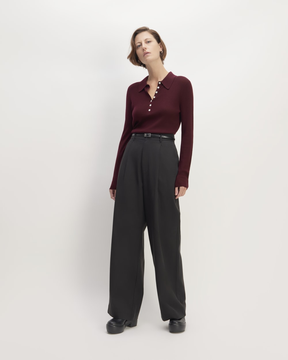 womens-ultrafine-merino-ribbed-polo-burgundy