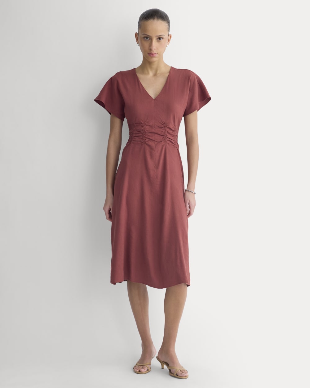 Everlane Cinched Dress, Stretch Linen, Henna Red, Size 2 Everlane Cinched Dress, Stretch Linen, Henna Red, Size 2