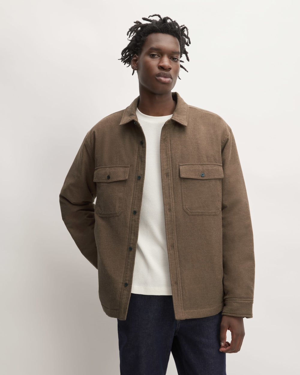 The Flannel Filled Shirt Jacket | Heathered Cocoa Brown – Everlane