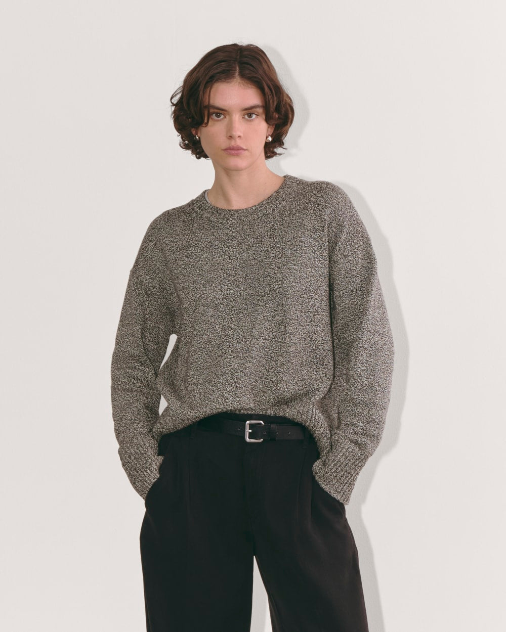 The Boxy Sweater in Everyday Cotton | Canvas / Black Twist – Everlane