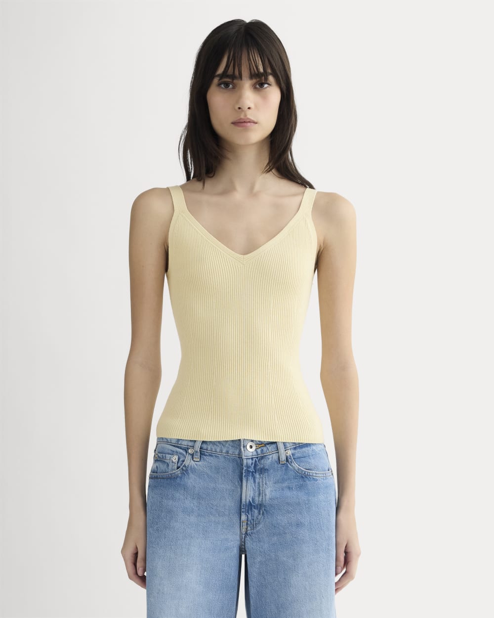 Everlane Fine Knit Cami Top In Banana Crepe, Size XL, Cotton/Viscose Everlane Fine Knit Cami Top In Banana Crepe, Size XL, Cotton/Viscose