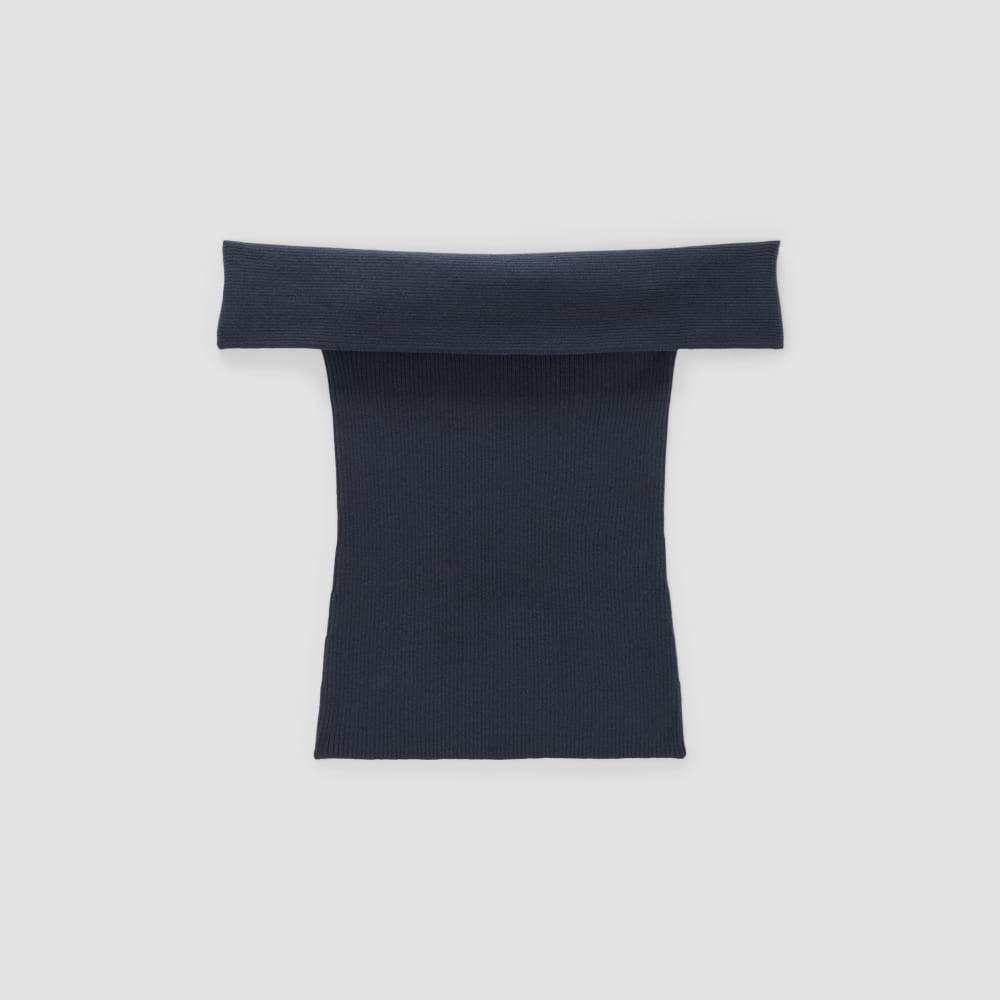 womens-ribbed-cotton-off-shoulder-top-navy | alt