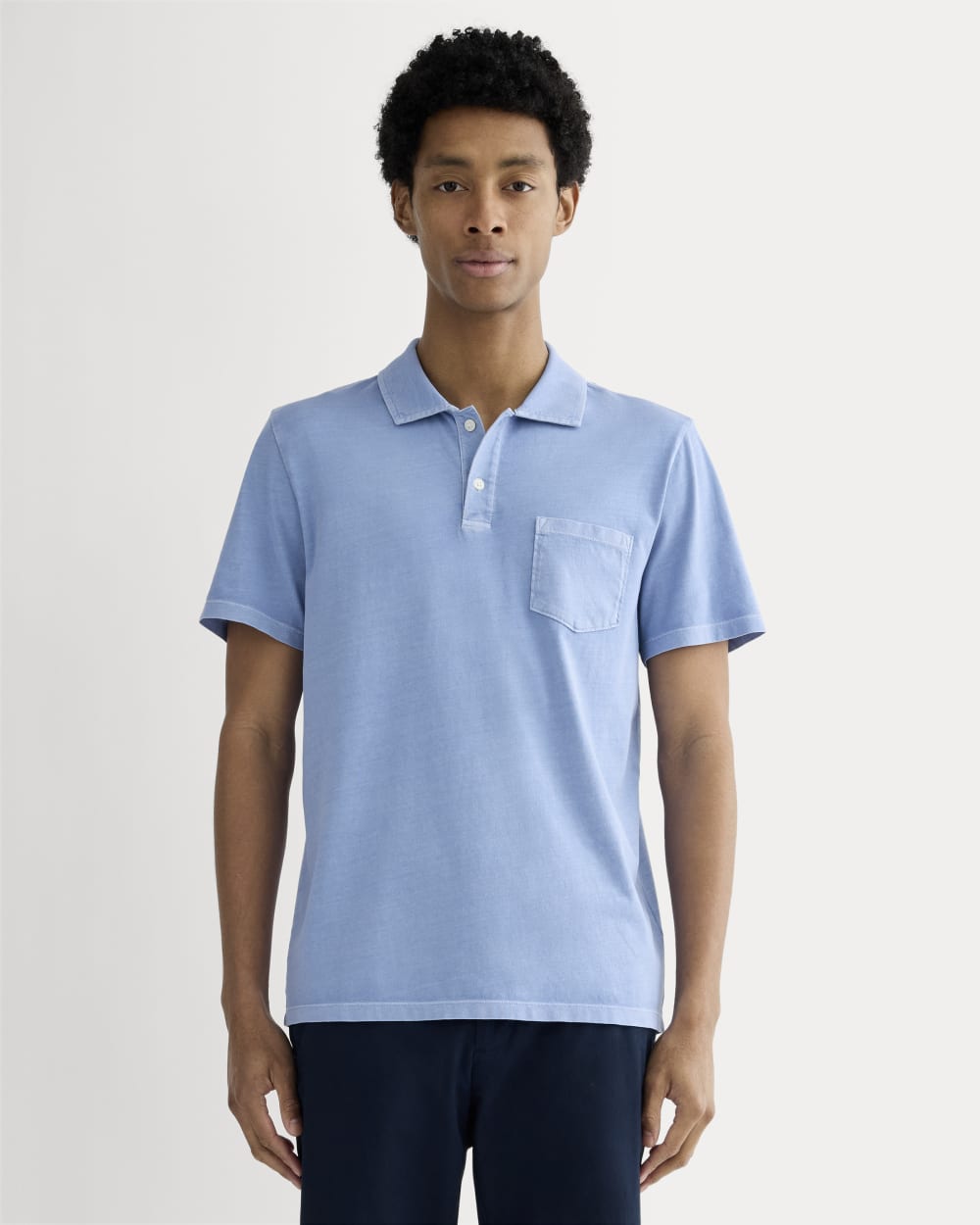 The Essential Organic Garment-Dyed Polo | Granada Sky Blue Garment