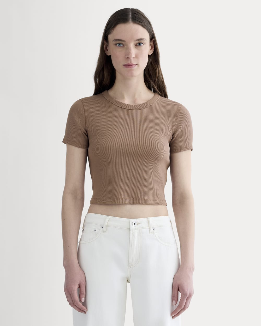 womens-cropped-short-sleeve-rib-tee-mocha | primary