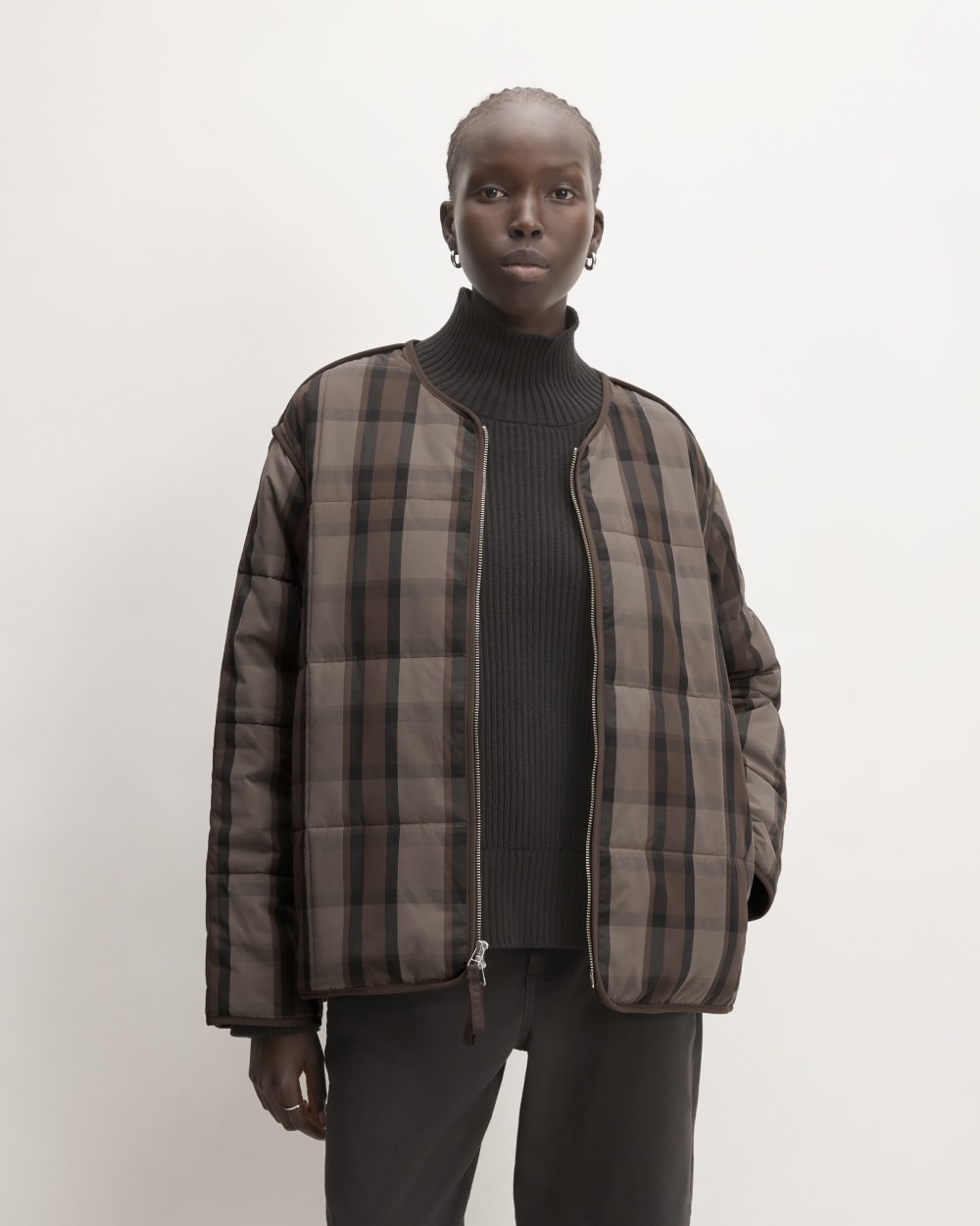 The Quilted Cotton Liner | Abalone / Black / Earth Brown Everlane The Quilted Cotton Liner | Abalone / Black / Earth Brown Everlane