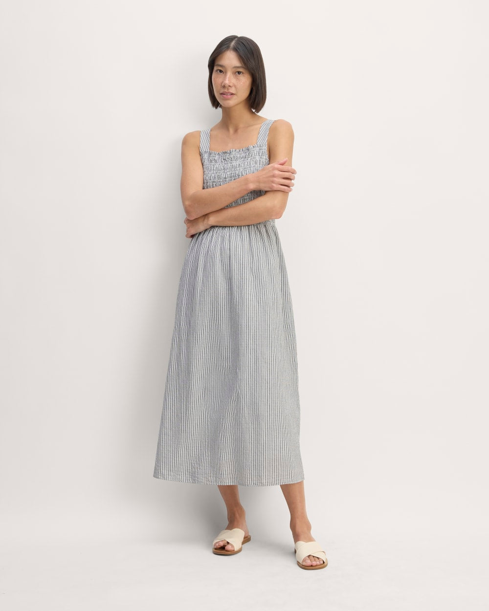 The Gauze Smock Dress | White / Black Everlane The Gauze Smock Dress | White / Black Everlane