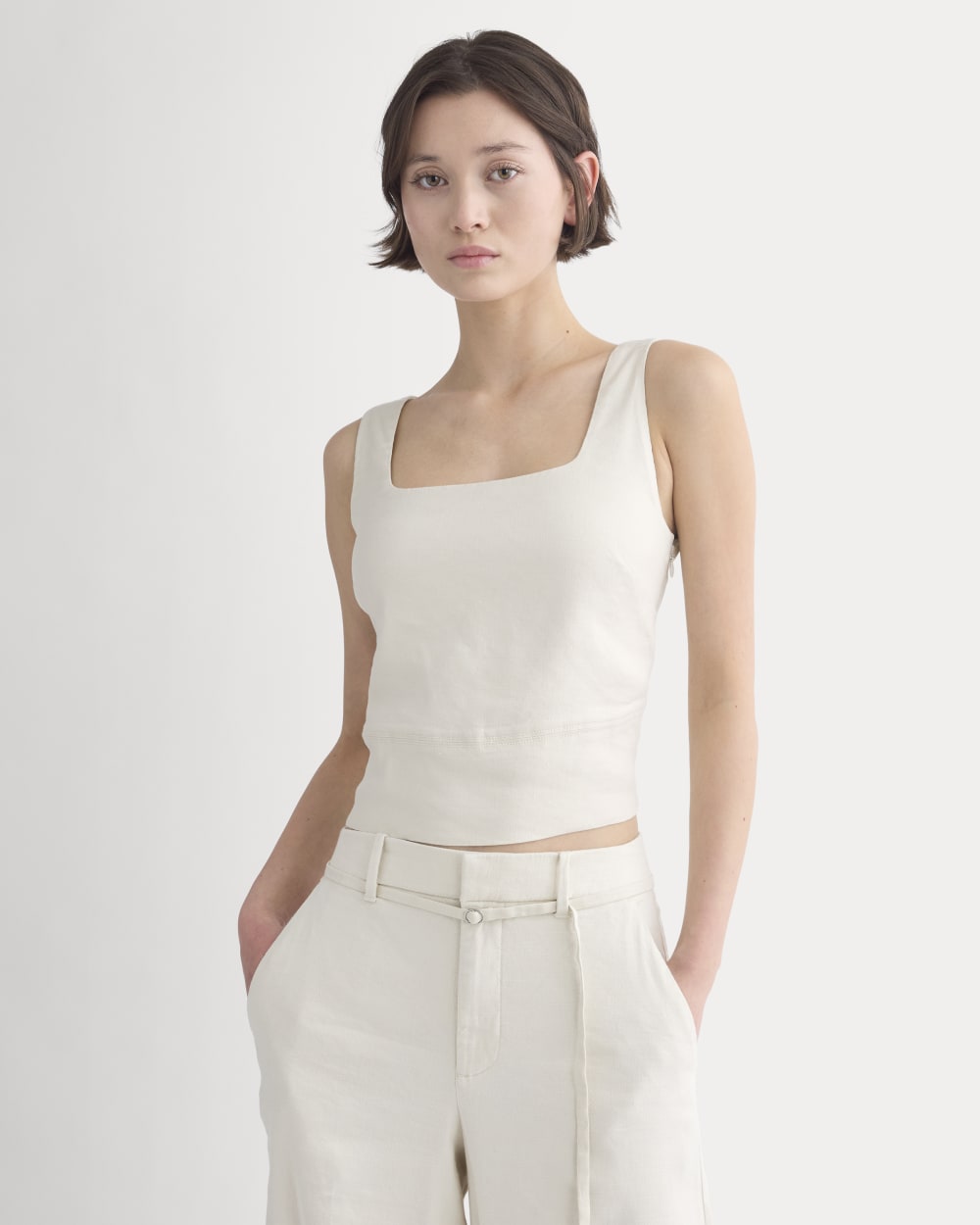 Square Tank in Stretch Linen | Birch – Everlane