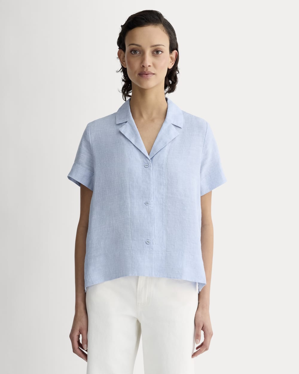 short sleeve dress shirt women The Notch Shirt in Linen