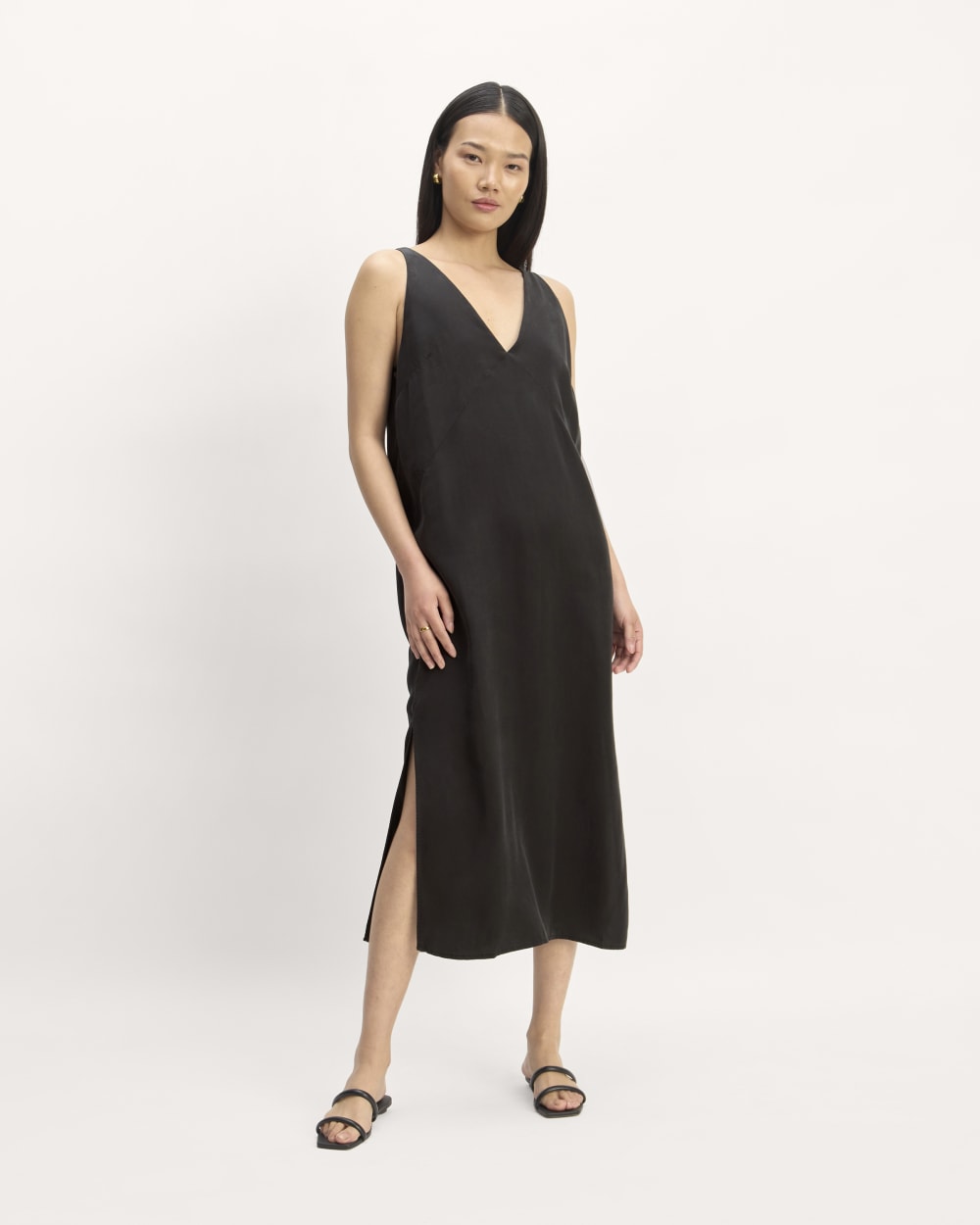 The TENCEL Midi Slip Dress | Black Everlane The TENCEL Midi Slip Dress | Black Everlane