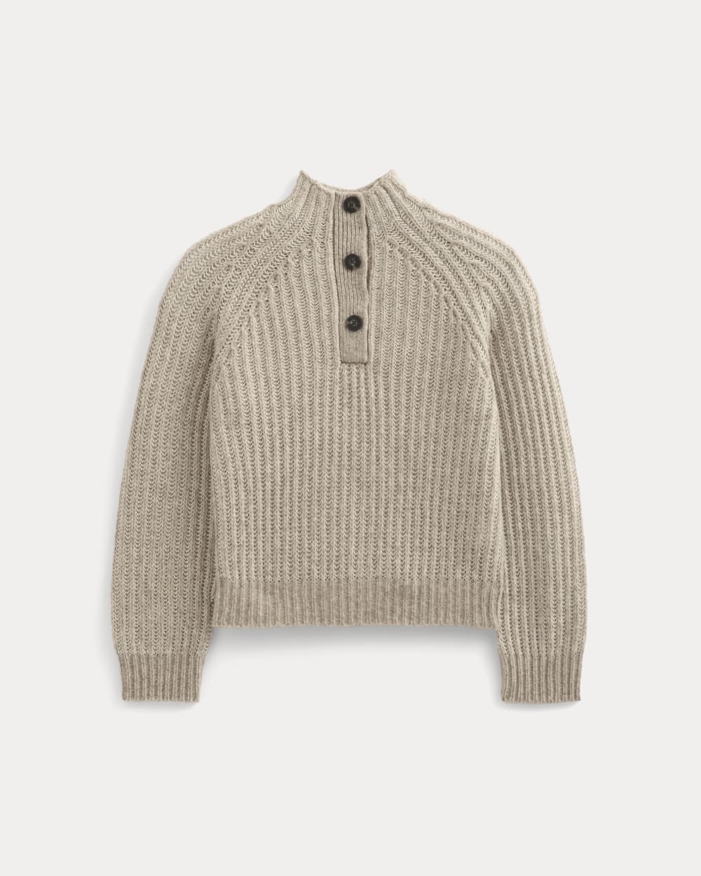 womens-mixed-ribbed-henley-sweater-heathered-almond-bone-stripe | alt