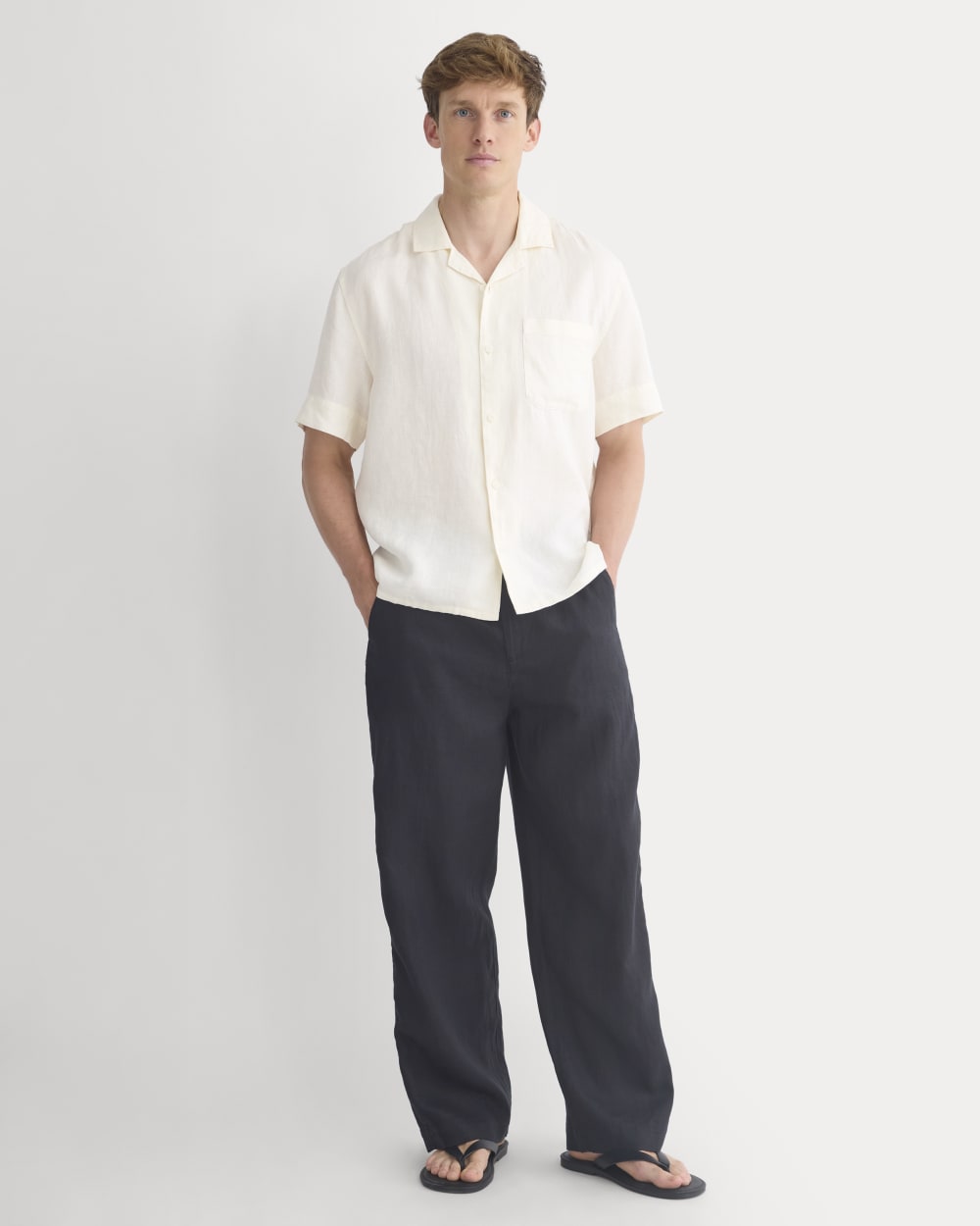 mens black linen dress pants Everlane Easy Pant 2.0 In Black, Size XS pattern_Hollow Out Two back pockets with Eton Flannel Shirt | length:REGULAR - 43