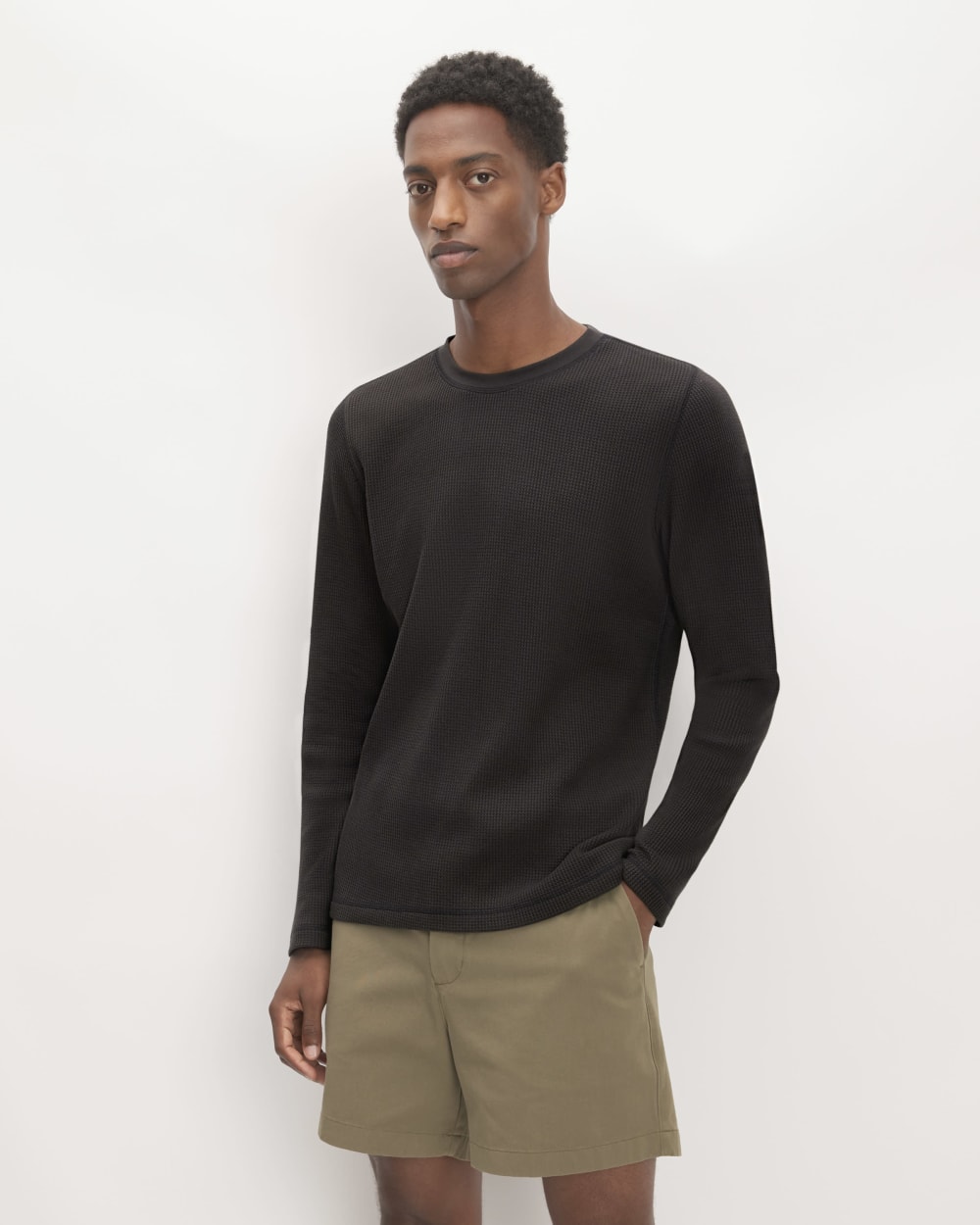 The Waffle Long-Sleeve Crew Black – Everlane