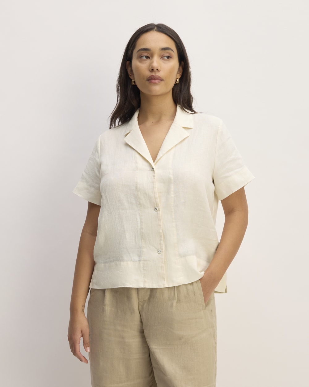 ONLY ONLTOKYO S/S Linen Blend Shirt Pnt Noos Camicia da Donna, Moonbeam, XS ONLY ONLTOKYO S/S Linen Blend Shirt Pnt Noos Camicia da Donna, Moonbeam, XS