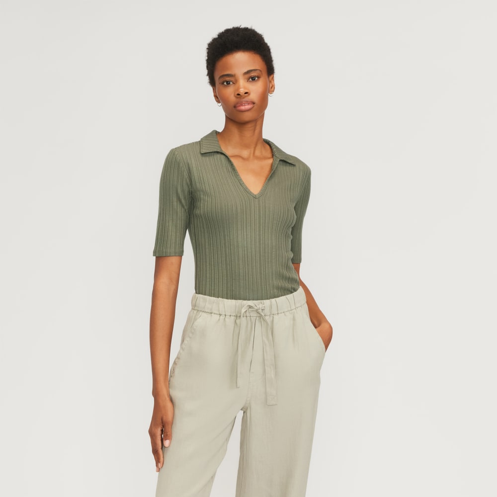The Rib Soft Knit Open Collar Polo | Kalamata – Everlane