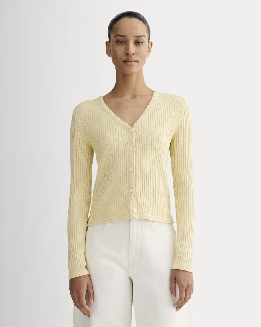 The Cozy Rib Cardigan | Banana Crepe – Everlane