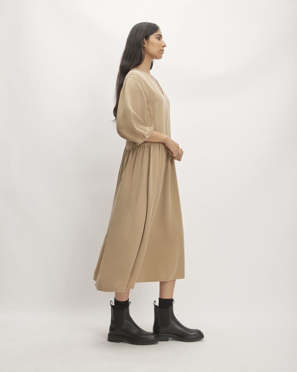womens-tencel-puff-sleeve-dress-cornstalk