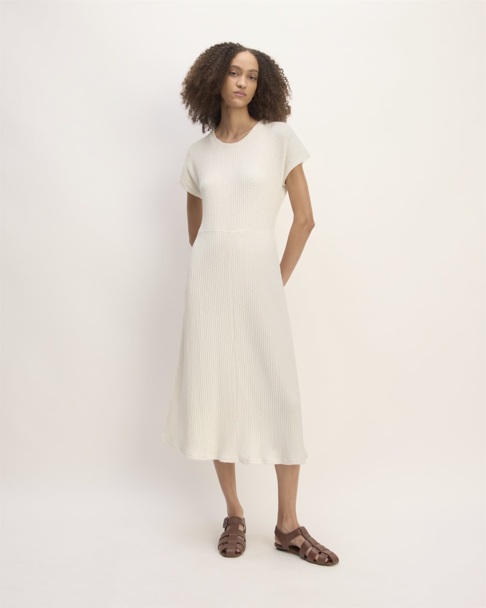The Rib-Knit Cap-Sleeve Midi Dress