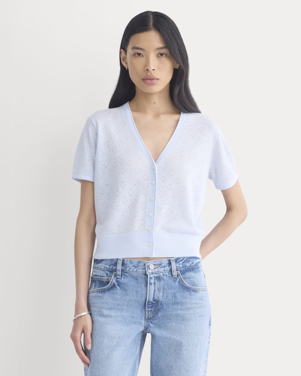 Lace Trim Cardigan in Fine Linen | Skywriting – Everlane