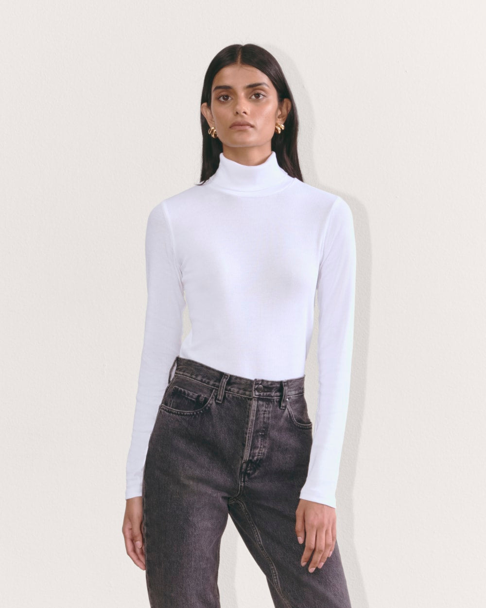 The Luxe Rib Turtleneck | White – Everlane