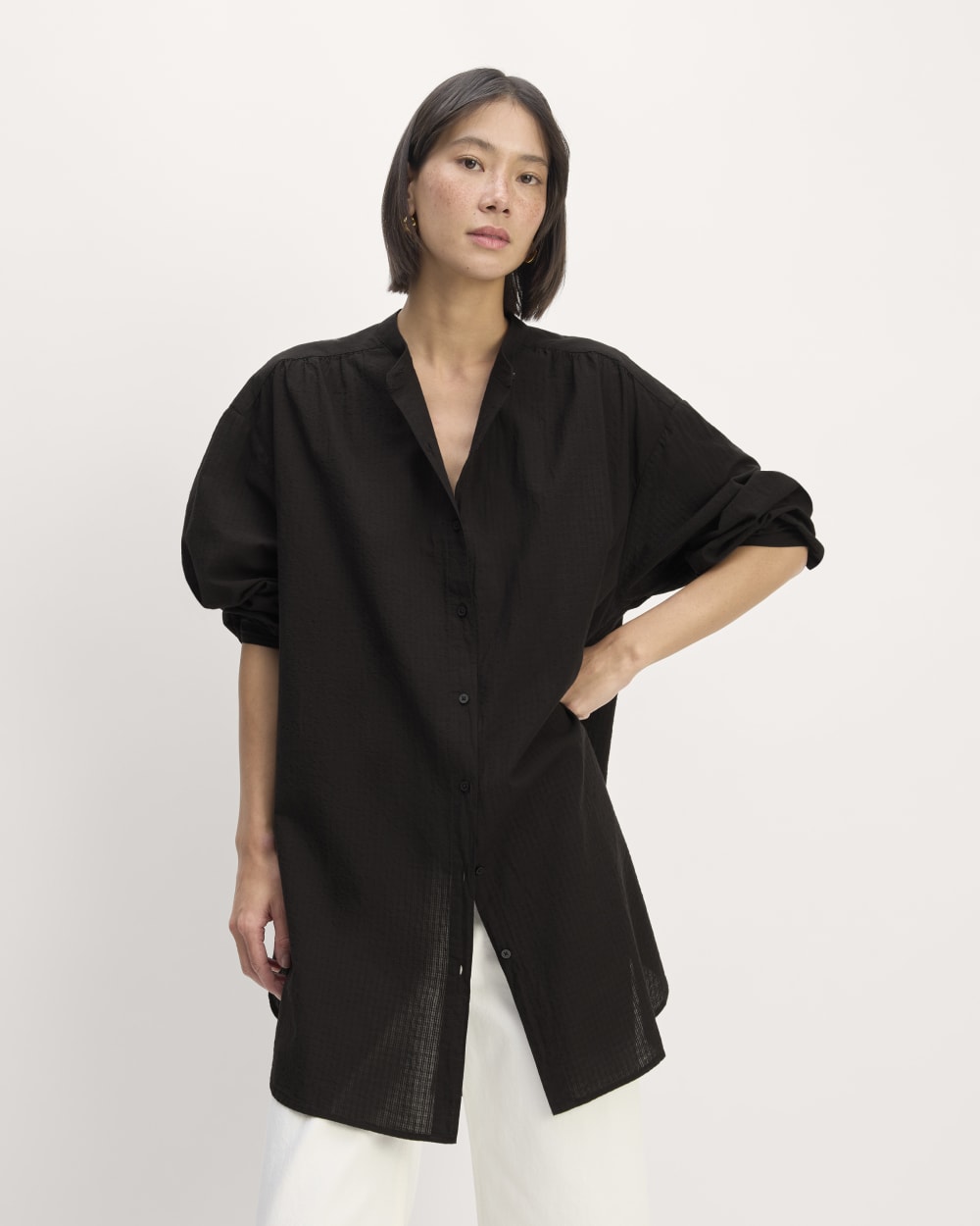 oversized black dress shirt Oxford Shirt, Jet Black / M