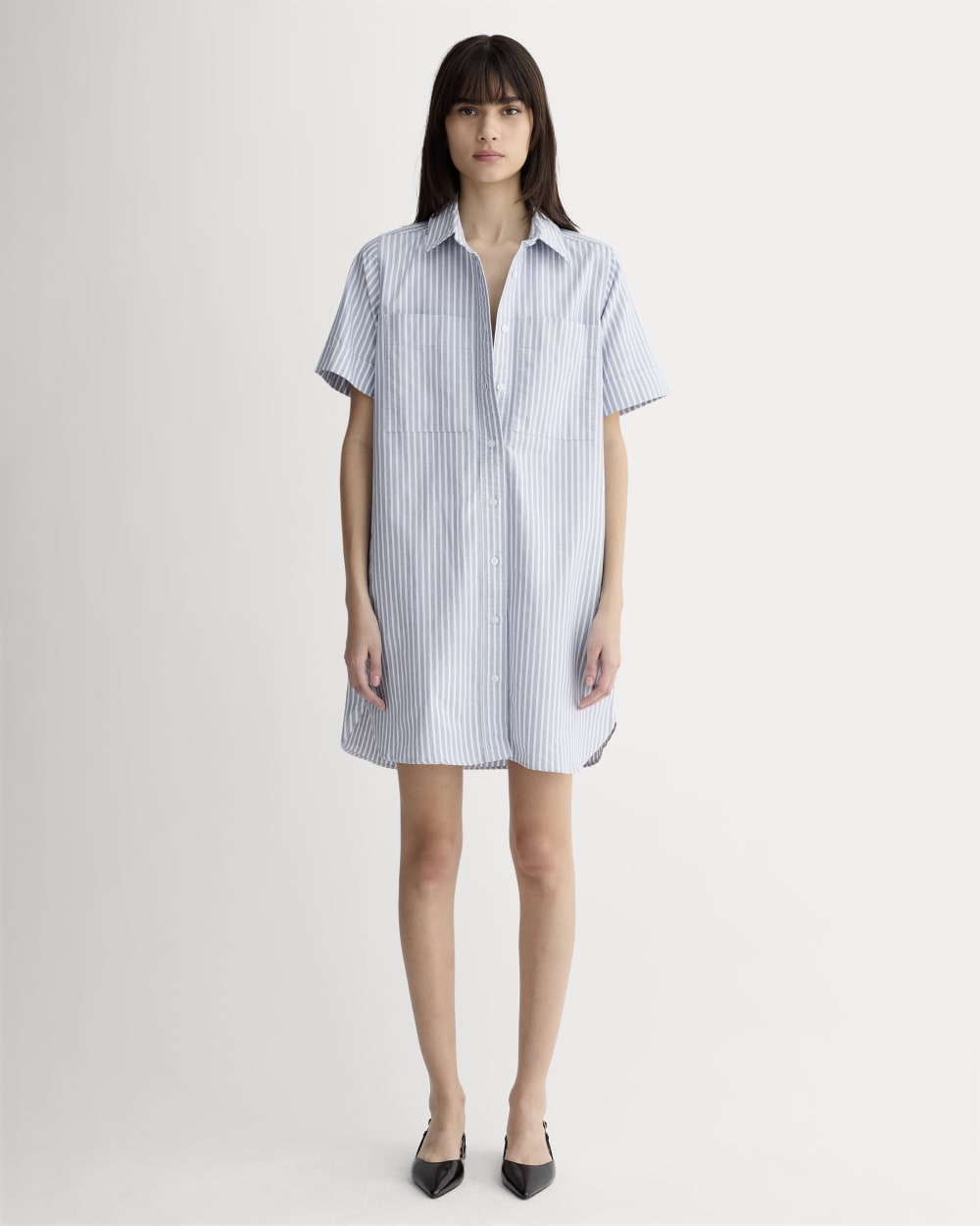 The Oxford Short-Sleeve Shirt Dress | Bone / Mazarine Blue Everlane The Oxford Short-Sleeve Shirt Dress | Bone / Mazarine Blue Everlane