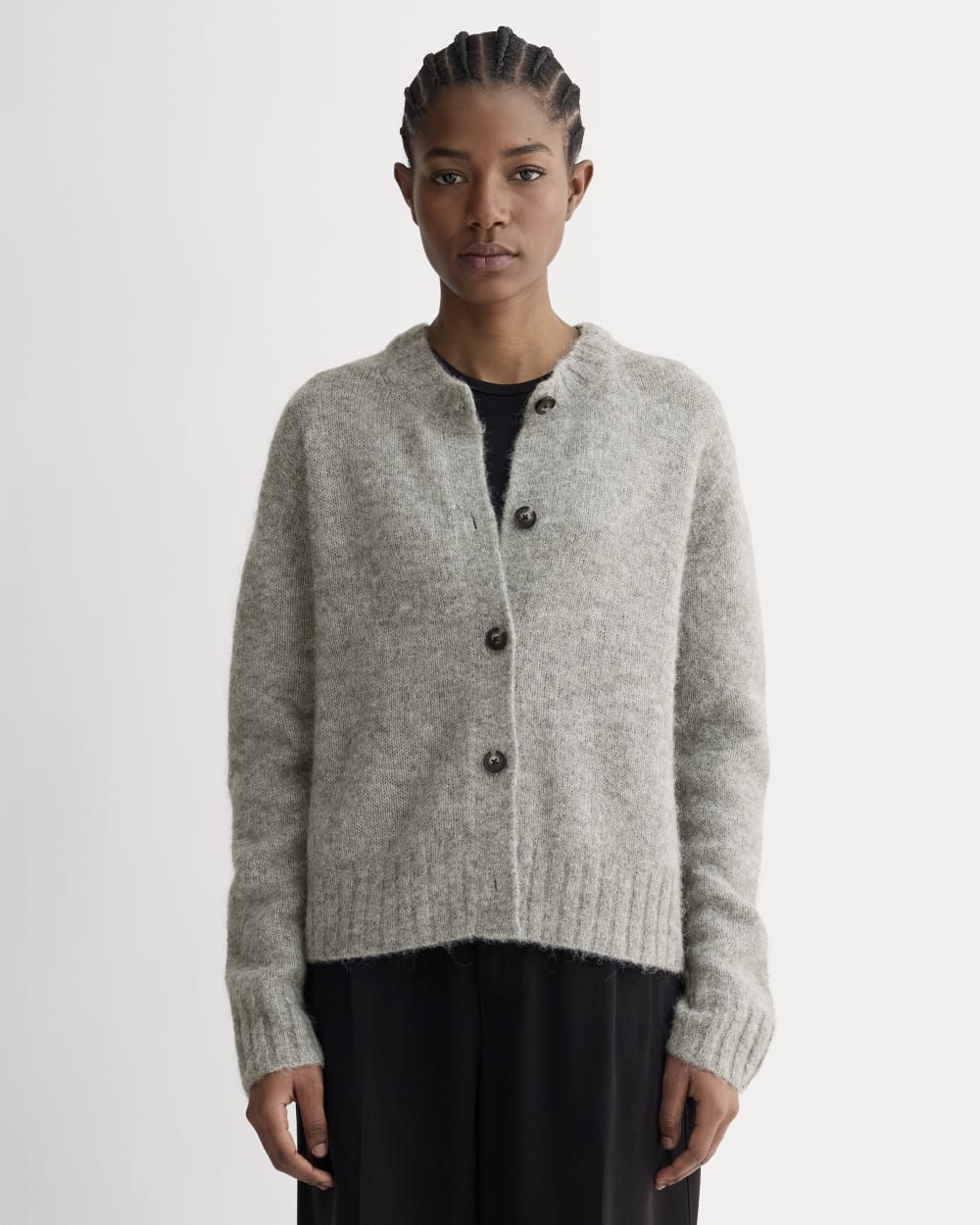 The Crew Cardigan in Alpaca Heather Stone Grey – Everlane