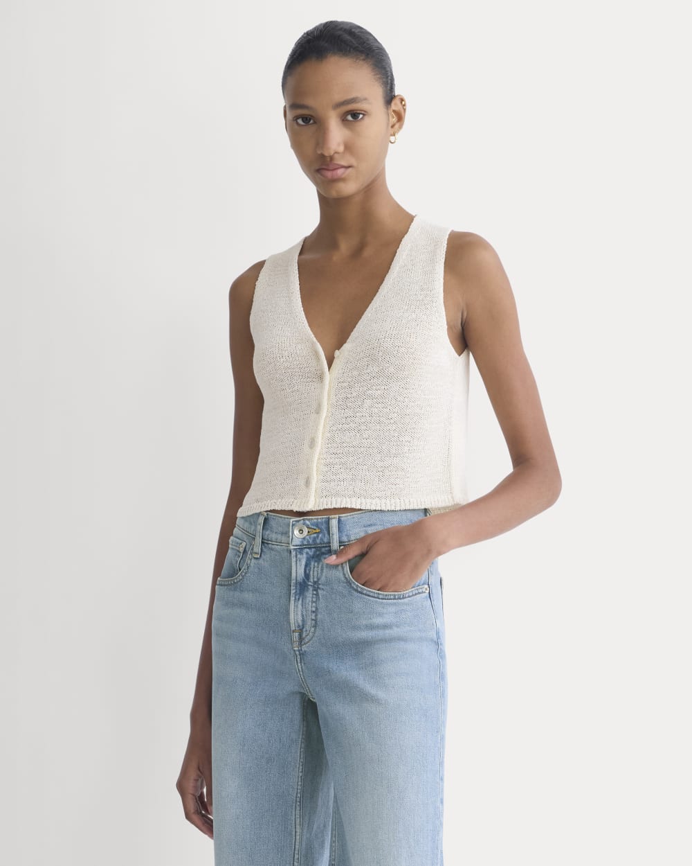 womens-tie-front-tank-in-tape-yarn-bone | primary