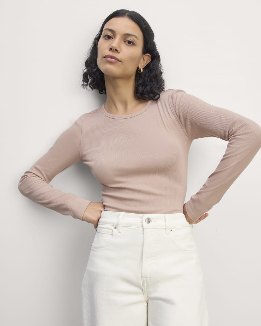 アムステルダム　　ロンスプ　レデース The Luxe Rib Long-Sleeve Crew | Dusty Rose – Everlane