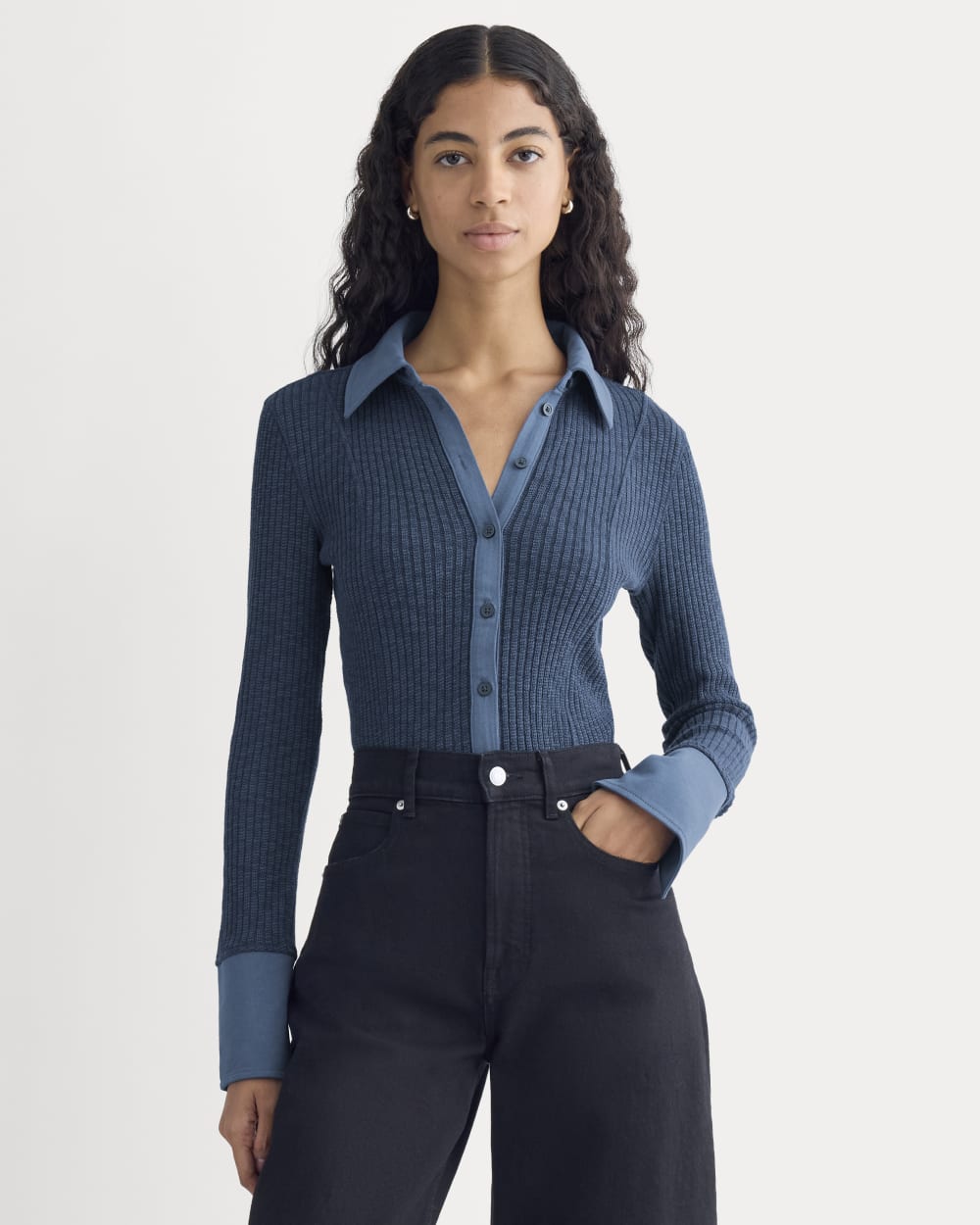 womens-cozy-rib-button-up-mood-indigo | primary