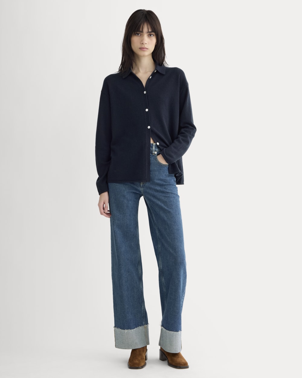 womens-cashmere-button-up-shirt-navy