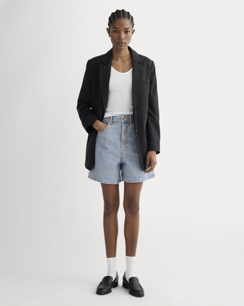 The A-Line Denim Short Light Indigo – Everlane
