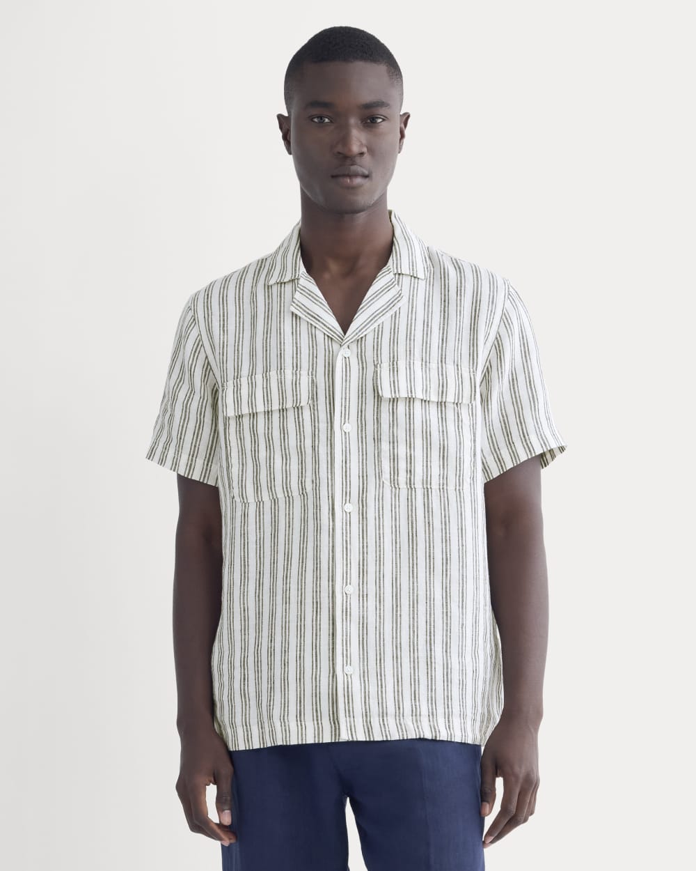 The Resort Shirt in Linen | Bone / Black Everlane The Resort Shirt in Linen | Bone / Black Everlane