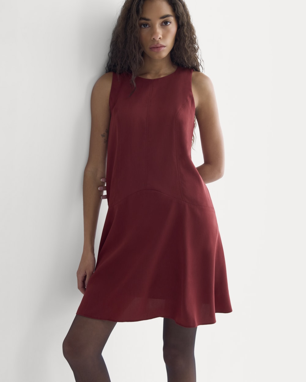Everlane Drop Waist Mini Dress In Pomegranate, Size 4 Everlane Drop Waist Mini Dress In Pomegranate, Size 4