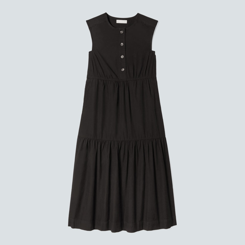 womens-tiered-midi-dress-black | alt
