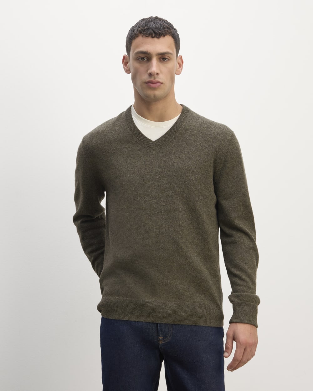 mens-cashmere-vneck-hthr-army-green | primary